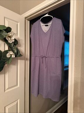 V-Neck Lavender Drawstring Midi Dress
